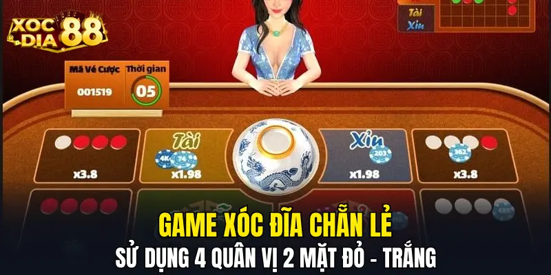 Game xóc đĩa chẵn lẻ sử dụng 4 quân vị 2 mặt đỏ - trắng